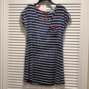 Beach tunic, blue and white stripes